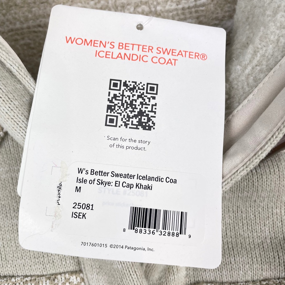 Patagonia Better Sweater Icelandic Coat Khaki Isle of Skye Toggle 25081 Womens M - Picture 8 of 10